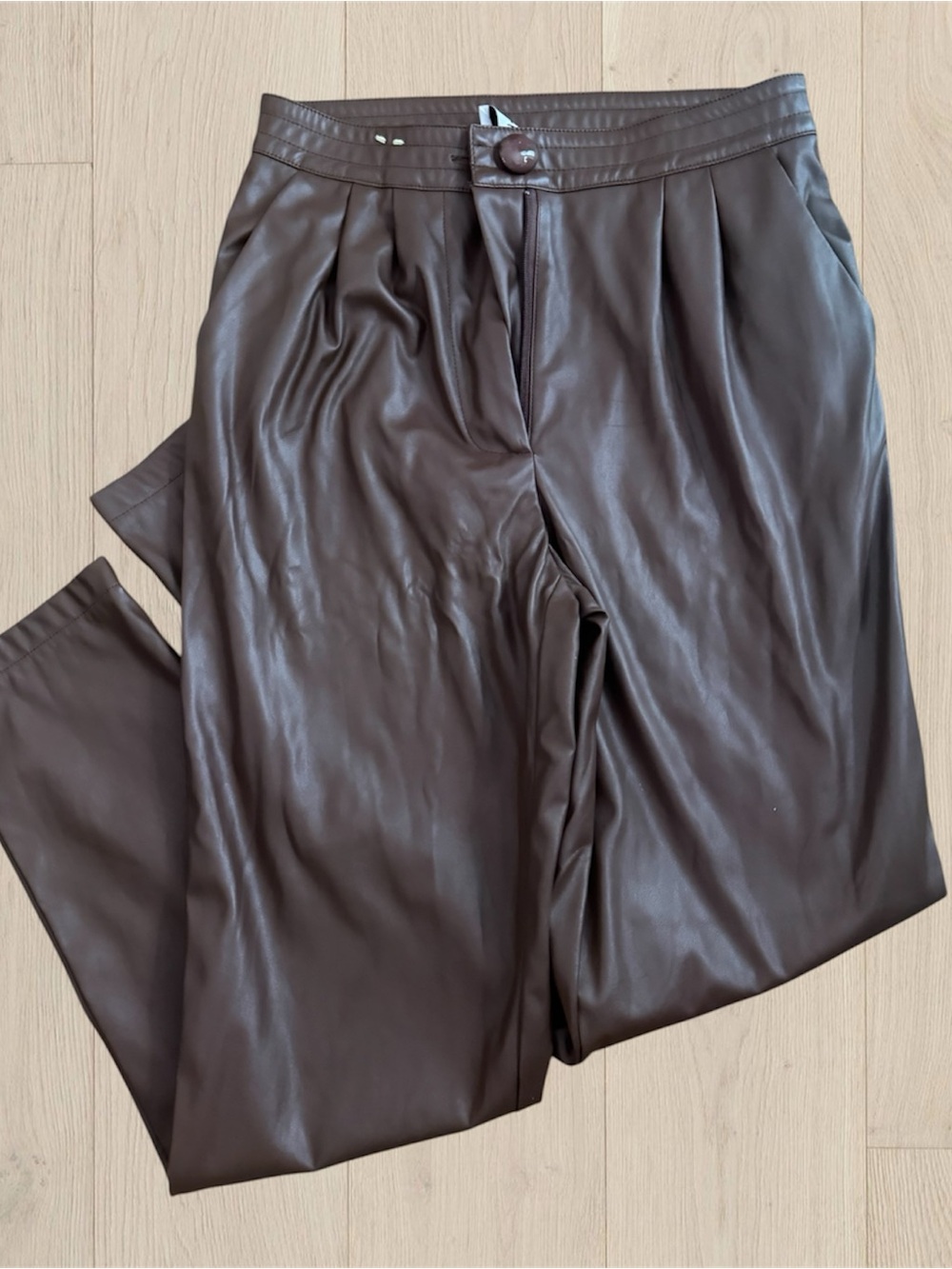 Princess Polly Faux Leather Pants in Dark Brown